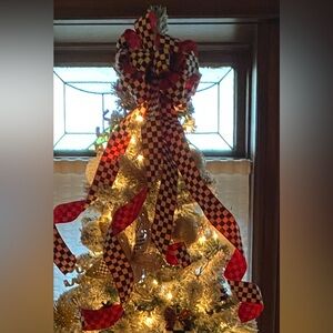 Mackenzie Childs Courtly Check Ribbon Tree Topper Bow